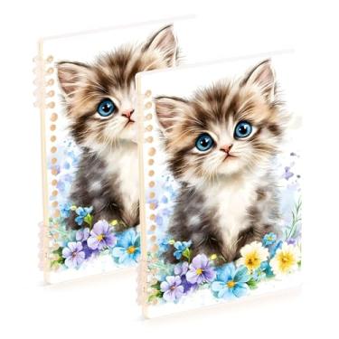 Imagem de Burbuja Cadernos com nome, papel pautado universitário A5 com 60 folhas, fichário para escritório, 2 unidades