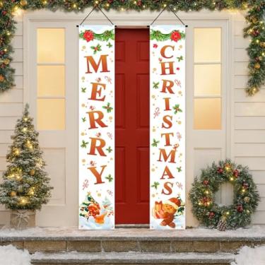 Imagem de Faixa de Natal com enfeites de pendurar para casais, faixa de decoração de férias para parede e lareira, decoração de festa festiva (laranja)