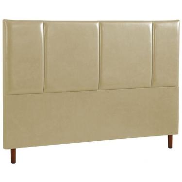 Imagem de Cabeceira Estofada Queen Panamá Couro Bege 160 Cm