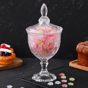 Imagem de Cabilock Potes De Vidro Para Doces, Cristal Transparente, Display Buffet Com Base E Tampa, Organizador Decorativo Casamento, Latas, Barril Biscoitos Festas, Escritório Em Casa