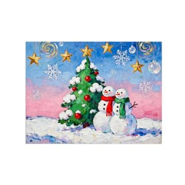 Imagem de Arte de parede paisagem imagem em tela - boneco de neve - impressão de pintura de decoração moderna para sala de estar quarto 50 x 65 cm 20 x 26 pol sem moldura