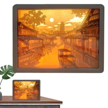 Imagem de Luz noturna com corte de, caixa de luz com corte de - Lâmpada de sombra para quarto - Caixa de luz de 3D, moldura de caixas de sombra, luzes LED para mesa de quarto, aniversário de crianças