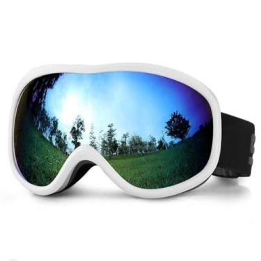 Imagem de Óculos de Ski Sobre com Lentes Duas Anti-embaçantes e Anti-UV Alto Impacto Design OTG Cinta Cabeça Ajustável Compatível Capacete para Homens Mulheres Jovens em Motos Neve