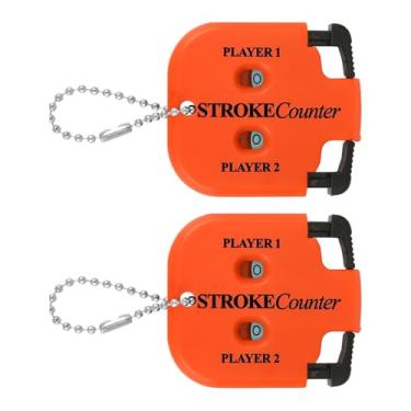 Imagem de 2 Peças Contadores Tacadas Golfe, Mini Contador Pontuação Portátil com Design Quadrado Contador Tacadas para 2 Jogadores para Competições e Jogos de Treino de Golfe (Laranja)