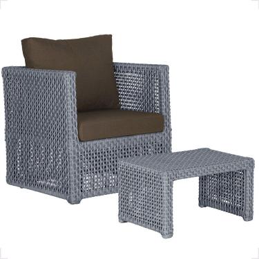 Imagem de Mesa E 1 Poltrona Madri Corda Náutica Estofado 9 Trama Prata