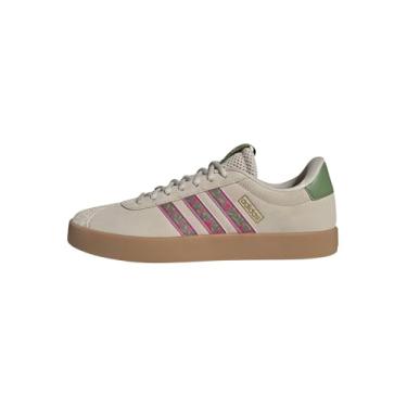 Imagem de adidas Tênis feminino VL Court 3.0, Linho cristal/verde careca/magenta baiano, 34