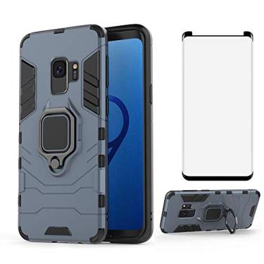 Imagem de Capa de telefone para Samsung Galaxy S9 com protetor de tela de vidro temperado e suporte de anel magnético suporte suporte fino acessórios para celular rígido Glaxay S 9 Edge 9S GS9 homens meninos