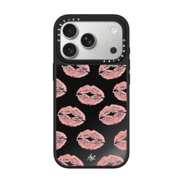 Imagem de CASETiFY Capa espelhada para iPhone 17 Pro [refletiva/compatível com Magsafe/1,5 m. 1X proteção contra quedas de grau militar] - Beijo de Ami - Preto em preto