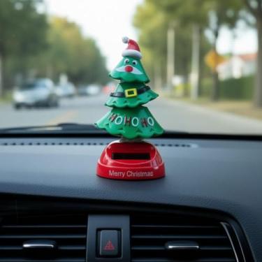 Imagem de Boneco dançarino de carro solar de Natal com cabeça balançando ornamento, ornamentos engraçados de dança solar C-hristmas para carro, decoração de boneca dança sola r para mesa, painel Ca-r, exibição