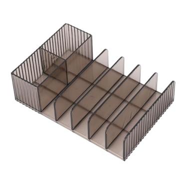 Imagem de Organizador de maquiagem com 7 compartimentos, organizador de paleta de maquiagem dividida de plástico transparente para paleta de sombra, batom, armazenamento de cosméticos de bancada para gaveta