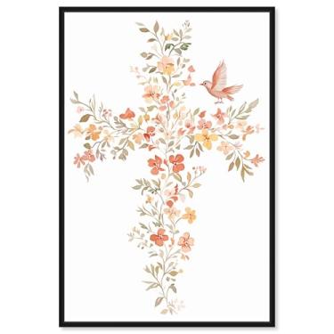 Imagem de Living Cross I Impressão em tela Jesus Wall Art por Art Remedy, moldura preta, 40 x 61 cm