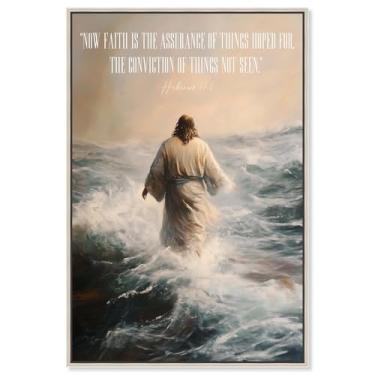 Imagem de Faith is Assurance Impressão em tela Jesus Wall Art por Art Remedy, moldura prateada, 50 x 76 cm