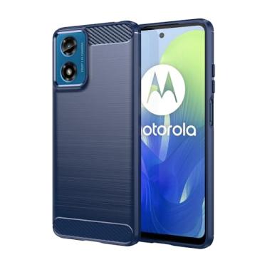Imagem de Vavies Capa para Moto G24 4G / Moto G04/G04S/Moto E14 XT2423-1 Capa de fibra de carbono Slim Soft TPU Capa protetora de absorção de choque à prova de choque para Motorola Moto G24 4G azul marinho