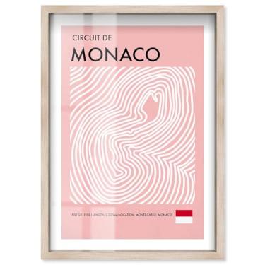 Imagem de Pôster Monaco Circuit Shadowbox Print Formula 1 por Notoriart, moldura loira, 53 x 78 cm