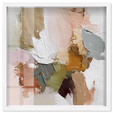 Imagem de Swirl of Joy II Shadowbox Print Taupe Boho Wall Art por Art Remedy, moldura branca, 53 x 53 cm