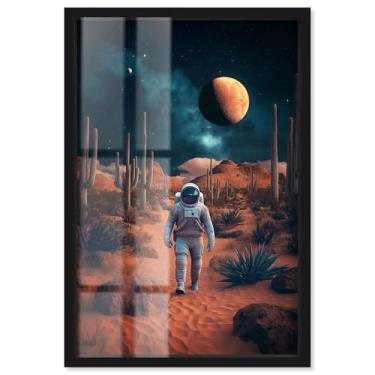 Imagem de Astronaut Arid Journey I Shadowbox Print Astronaut Wall Art por Art Remedy, moldura preta, 28 x 40 cm