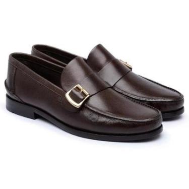 Imagem de Sapato Social Couro Jacometti LF02 Masculino Solado Couro Passeio Café 42-Masculino
