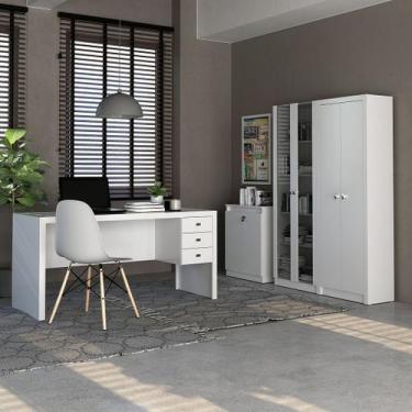 Imagem de Conjunto de Escritório com 2 Armários 2 Portas, Mesa 155cm com 3 Gavet