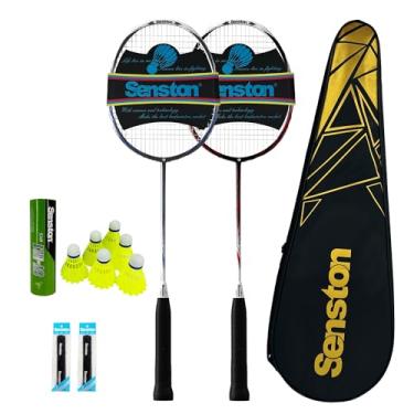 Imagem de Senston Conjunto de badminton, 2 raquetes com 6 petecas e fitas de aderência, kit de jogos para a família