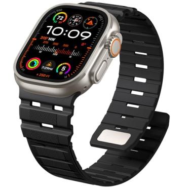 Imagem de Odbeai Pulseira magnética masculina compatível com Apple Watch séries 11, 10, 9, 8-1, Ultra, SE 3, 2 e 1 de 49 mm, 45 mm, 46 mm, 44 mm e 42 mm, preta