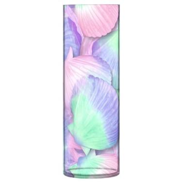 Imagem de CEBUGI Bright Shells Vaso de flores 10 cm x 30 cm Vaso cilíndrico para flores, vaso transparente inquebrável para decoração de casa de festa de casamento