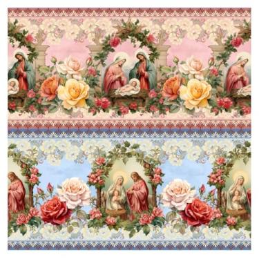 Imagem de Tecido Tricoline Digital Barrado Mãe Abençoada100% Algodão