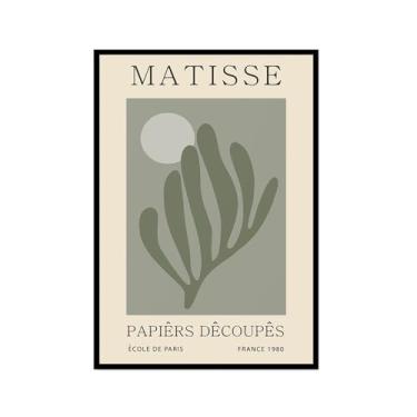 Imagem de Impressão de arte de parede verde sálvia Matisse impressão abstrata mercado de flores Picasso exposição pôsteres em tela minimalista linha arte folha boho decoração de quarto (SKU4,12 x 18 pol. = (30