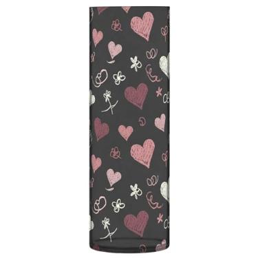 Imagem de CEBUGI Vaso de flores com estampa de corações 10 x 30 cm, vaso cilíndrico para flores, vaso transparente inquebrável para festa de casamento, decoração de casa