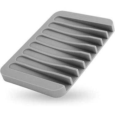 Imagem de Bandeja de sabonete Anwenk, suporte de sabonete para box de cascata e sabonete, de silicone, flexível para chuveiro/banheiro/cozinha/banco, mantém as barras de sabonete limpas a seco, Grey-1pack