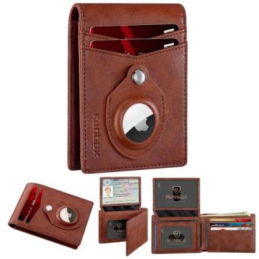 Imagem de Cartera RUNBOX Slim de Cuero con RFID y Soporte para AirTag, 15 Ranura