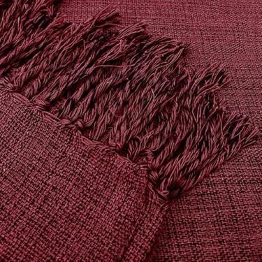 Imagem de Manta para Sofá Gigante Tipo Capa 100% Algodão – Artesanal com Nós nas Pontas Decorativa(Vinho)