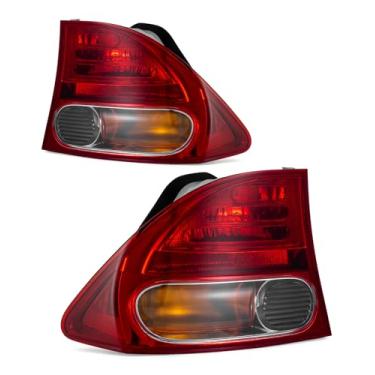 Imagem de ADCARLIGHTS Luzes traseiras híbridas e luzes de freio para Honda Civic Sedan DX EX GX LX 2006 2007 2008 4 portas (lâmpadas não incluídas)