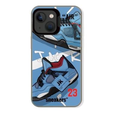 Imagem de Cairiocoin Capa de telefone da marca de calçados esportivos compatível com iPhone 14/15 Plus 6,7 polegadas, Cool Ins Off Tênis clássico etiqueta branca ou preta estética antiderrapante à prova de