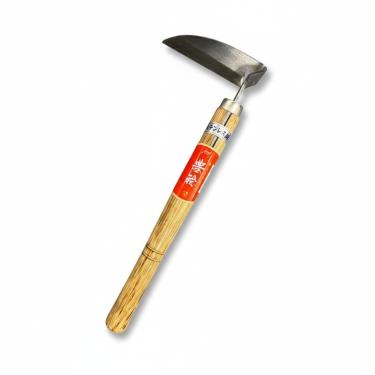 Imagem de forest Originals Foice de capina japonesa Hounen Miyawaki – Lâmina torcida de aço inoxidável para jardim, cortador de grama e ervas daninhas, cabo de madeira leve, feito no Japão