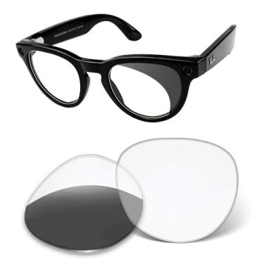 Imagem de Lentes de substituição de 1,6 mm compatíveis com óculos inteligentes RayBan Meta Headliner (Gen 2) RW4013 50 mm, antiarranhões e ajuste fácil (cinza fotocromático)