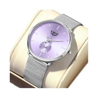 Imagem de Relógio De Pulso Feminino Ultra Fino Em Malha Quartz NOVO LIGE Clássic