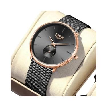 Imagem de Relógio De Pulso Feminino Ultra Fino Em Malha Quartz NOVO LIGE Clássic