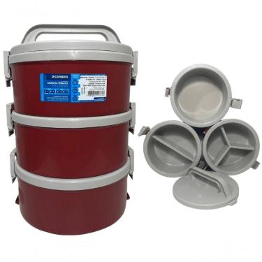 Imagem de Jogo De Marmitas Térmica Div 3 Pçs 1,5 Lts Vermelha Soprano