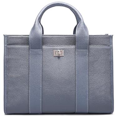 Imagem de BOYATU Bolsa de couro genuíno para mulheres: bolsas de couro para mulheres - bolsas de ombro transversais de designer para viagens e trabalho, 04 Azul, Large, Bolsas femininas