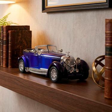 Imagem de Carrinho Miniatura Clássico Antigo Fricção Colecionável Azul