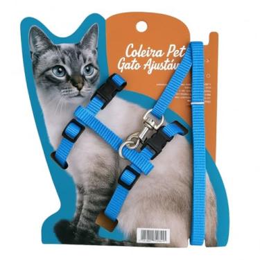 Imagem de Coleira Peitoral Ajustável para Gatos Macia e Resistente – Tamanho Único (AZUL CLARO)