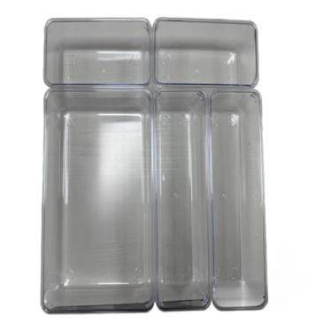 Imagem de Conjunto organizador de gaveta de 5 peças, caixas de armazenamento multiuso para cosméticos, joias, itens de cozinha e banheiro