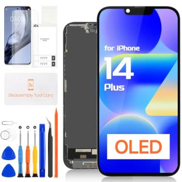 Imagem de Substituição de tela OLED para iPhone 14 Plus - para iPhone 14 Plus LCD Display Touch Screen Digitalizador Assembléia com ferramentas de reparo A2886 A2632 A2885 A2896 A2887 (preto)