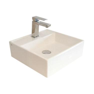 Imagem de Cuba para Banheiro Cerâmica Branca Quadrada 38cm Reno RC 220