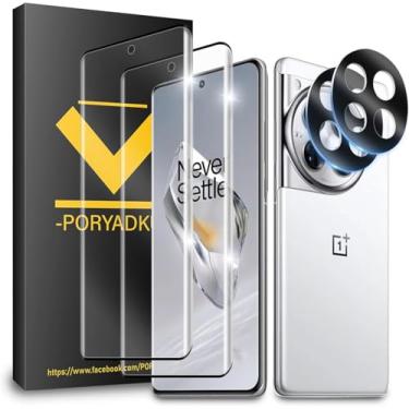 Imagem de HOMEMO [Pacote com 2 + 2] para OnePlus 12 5G, protetor de lente de câmera, sem bolhas, compatível com impressões digitais, antiarranhões, compatível com capas