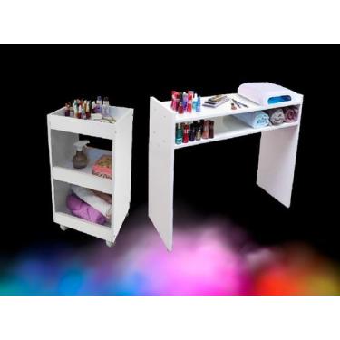 Imagem de Kit Estética - Carrinho Organizador + Mesa de Manicure - Bella Vercell