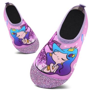 Imagem de Meias aquáticas infantis para atividades ao ar livre, secagem rápida, descalço para crianças, esportes, praia, natação, surfe, D-roxo brilhante, 12.5-13 Little Kid
