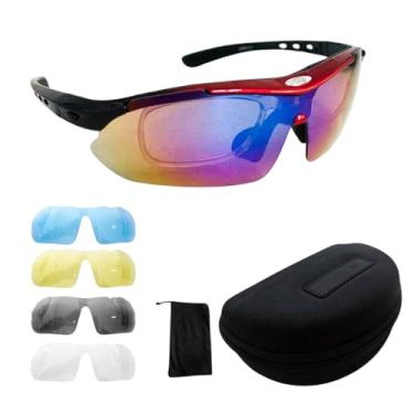 Imagem de Kit Óculos Ciclismo Bike 5 Lentes Suporte Grau Ciclista (Vermelho)