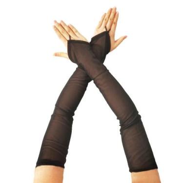 Imagem de Luvas Femininas Transparentes De Malha Sem Dedos 49CM Estilo Retrô Par