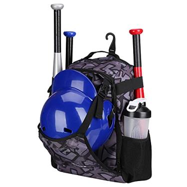 Imagem de ZOEA Mochila para taco de beisebol, equipamentos e equipamentos de softbol para jovens, grande capacidade comporta 2 morcegos, capacete, luvas, chuteiras, suporte de capacete e inclui gancho de cerca (preto)